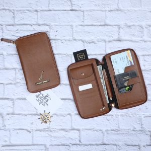 Personalised Zippered Travel Case in tan